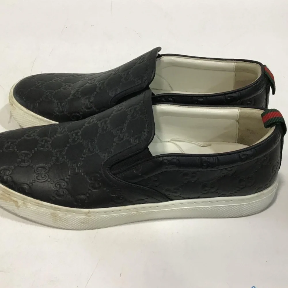 Men’s Gucci Guccissima Embossed Black Slip-On Loafers Sneakers Size 9